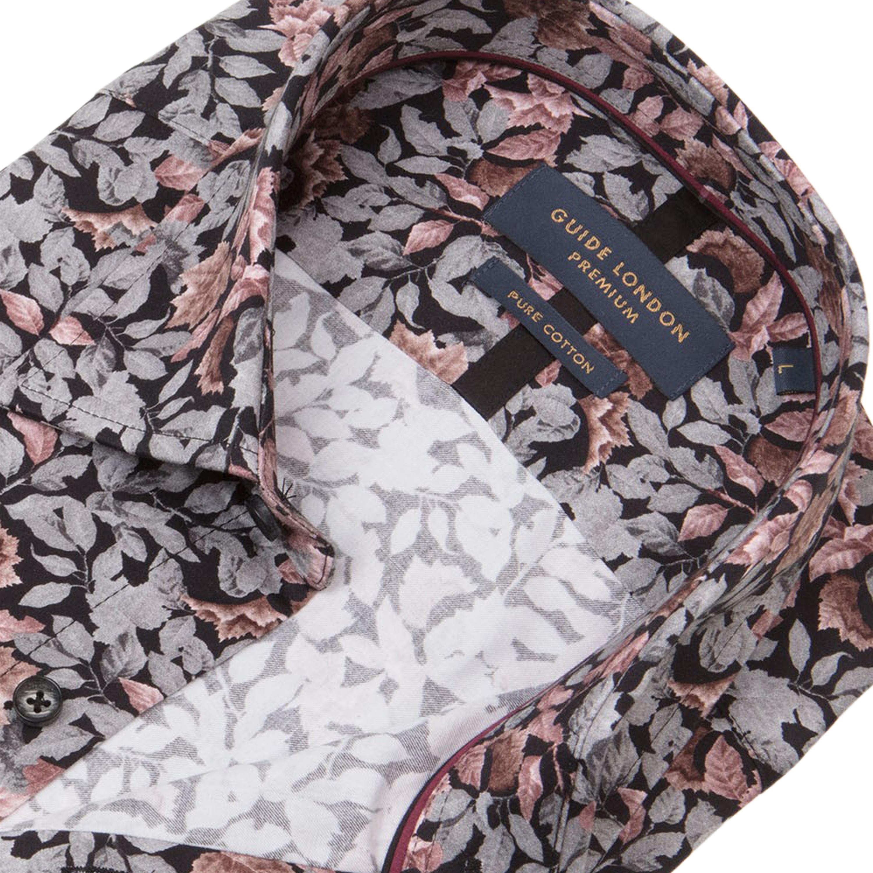 Long Sleeve Black Base Floral Print Shirt