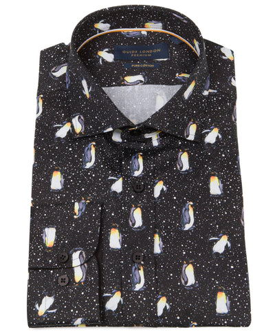 Long Sleeve Penguin Print Shirt
