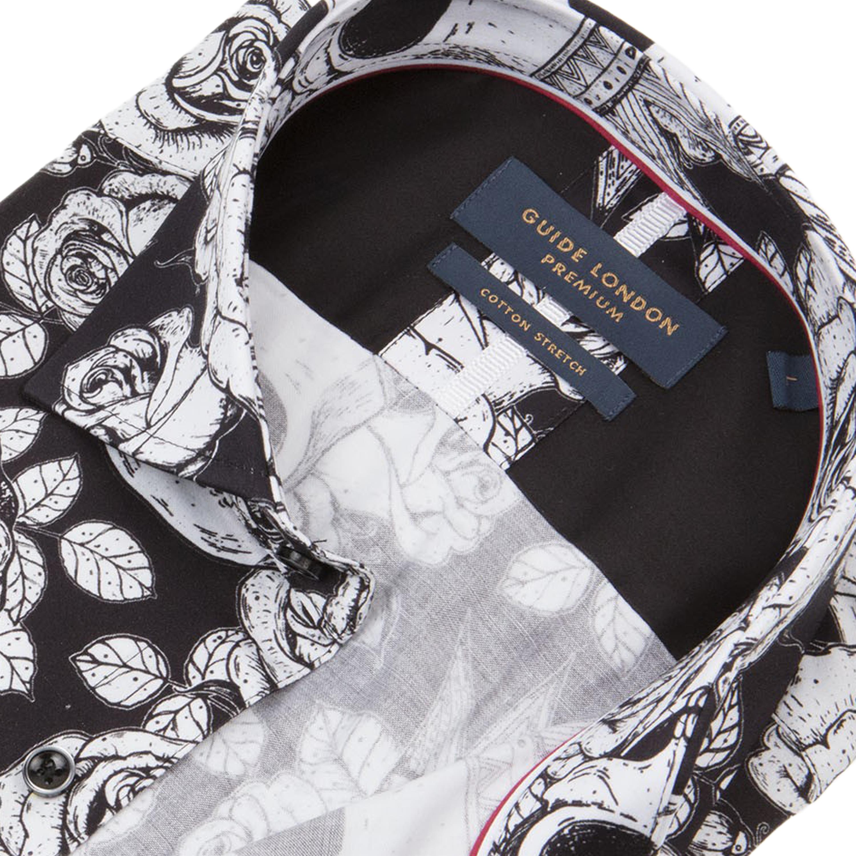 Long Sleeve Large Scale Skulls And Roses Print Shirt