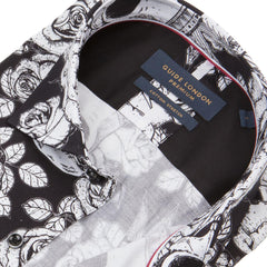 Long Sleeve Large Scale Skulls And Roses Print Shirt