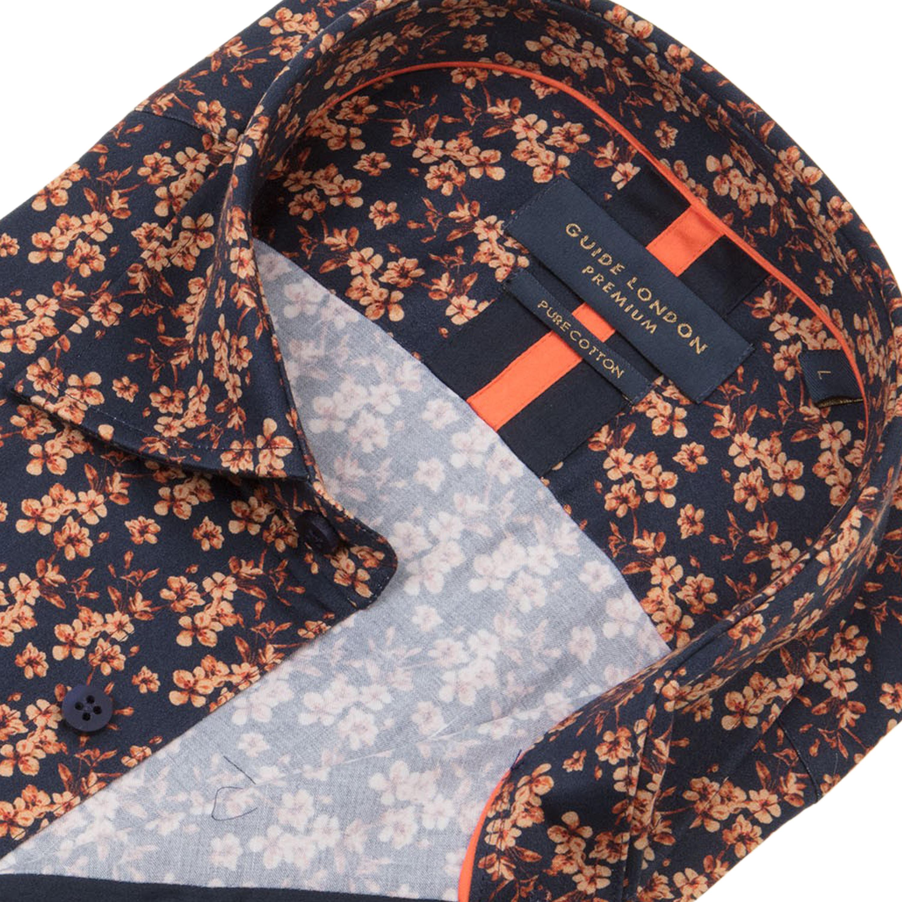 Long Sleeve Flower And Stem Print Shirt