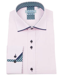 Long Sleeve Panelled Collar End on End Shirt