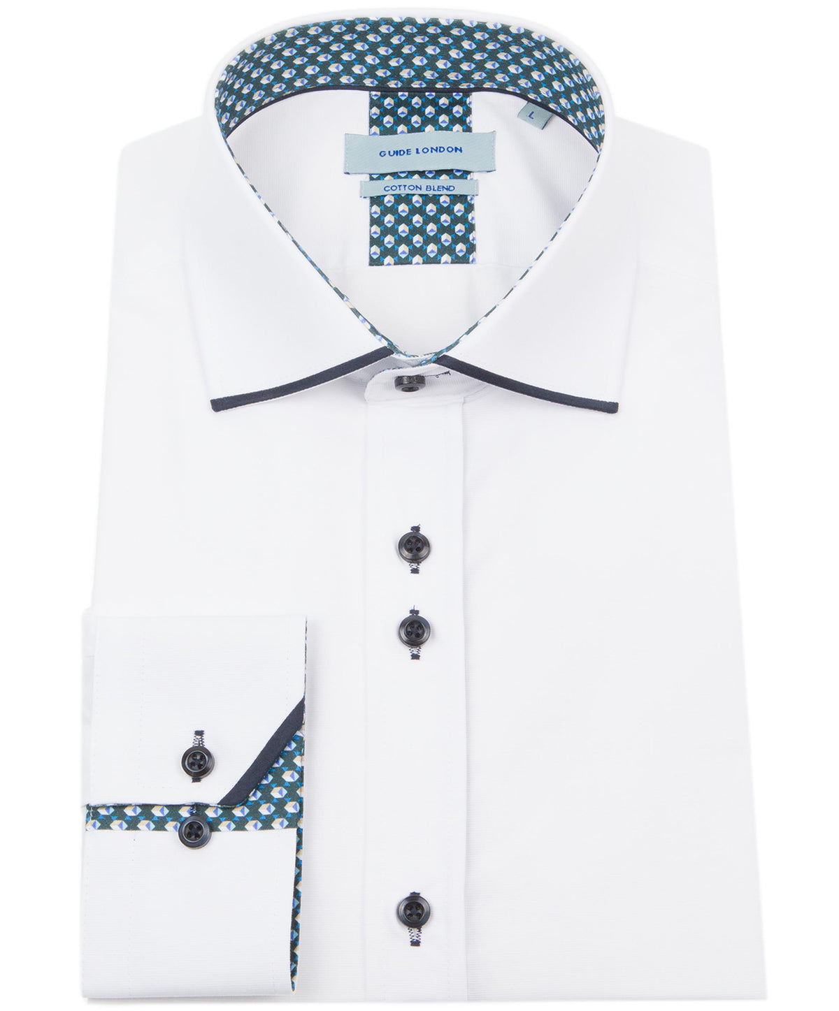 Long Sleeve Panelled Collar End on End Shirt
