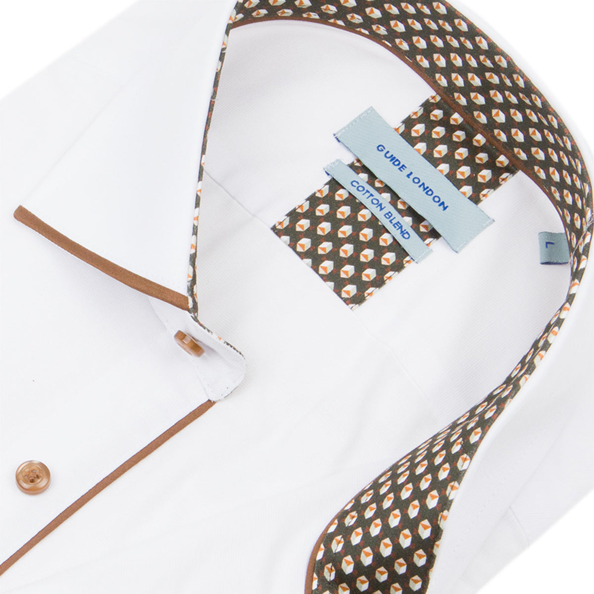 Long Sleeve Panelled Collar End on End Shirt
