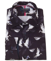 Long Sleeve Printed Bird Shirt