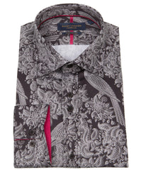 Long Sleeve Stencil Bird Print Shirt