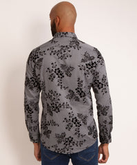 Long Sleeve Rectangle Print Flock Shirt