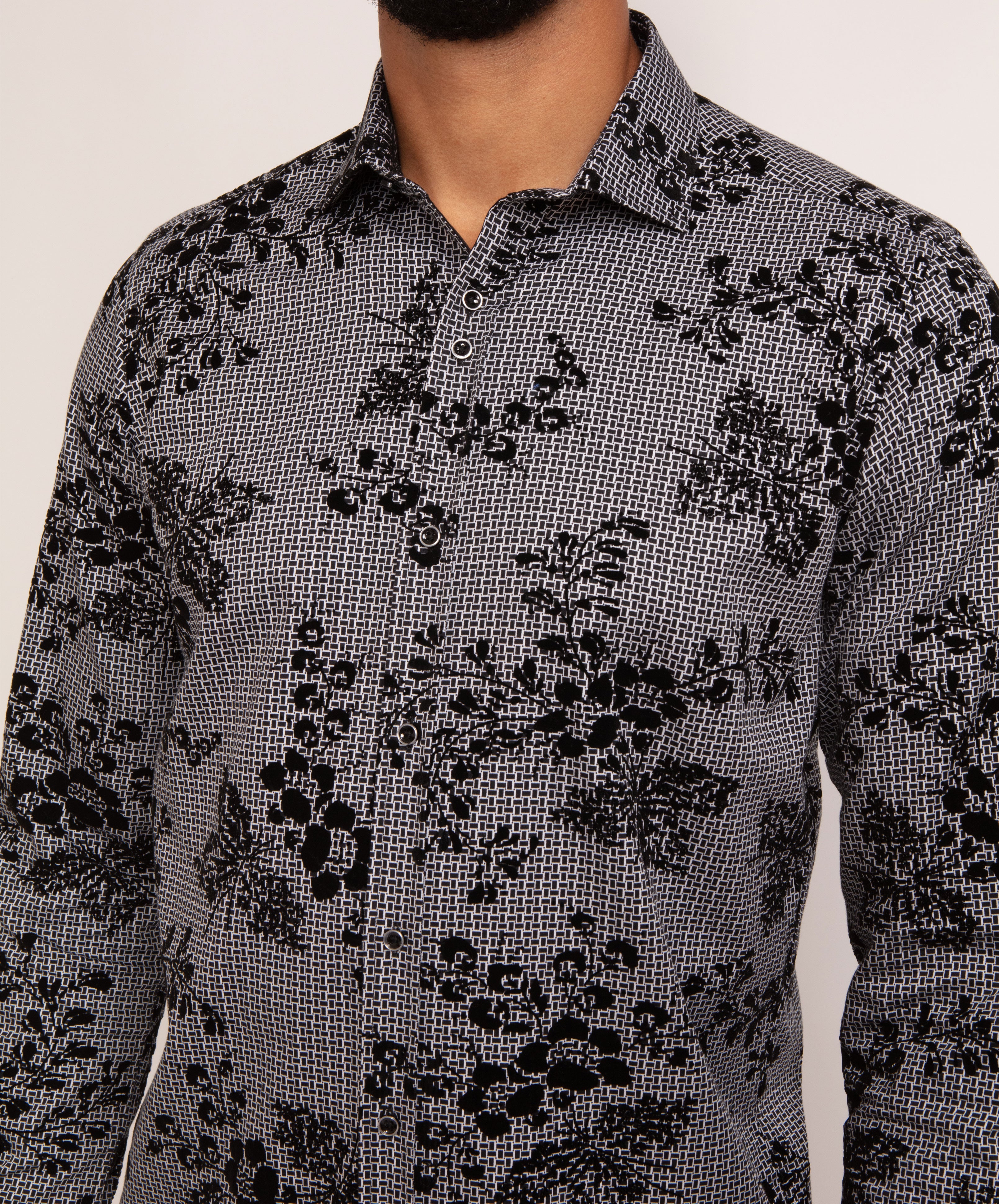 Long Sleeve Rectangle Print Flock Shirt