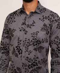 Long Sleeve Rectangle Print Flock Shirt