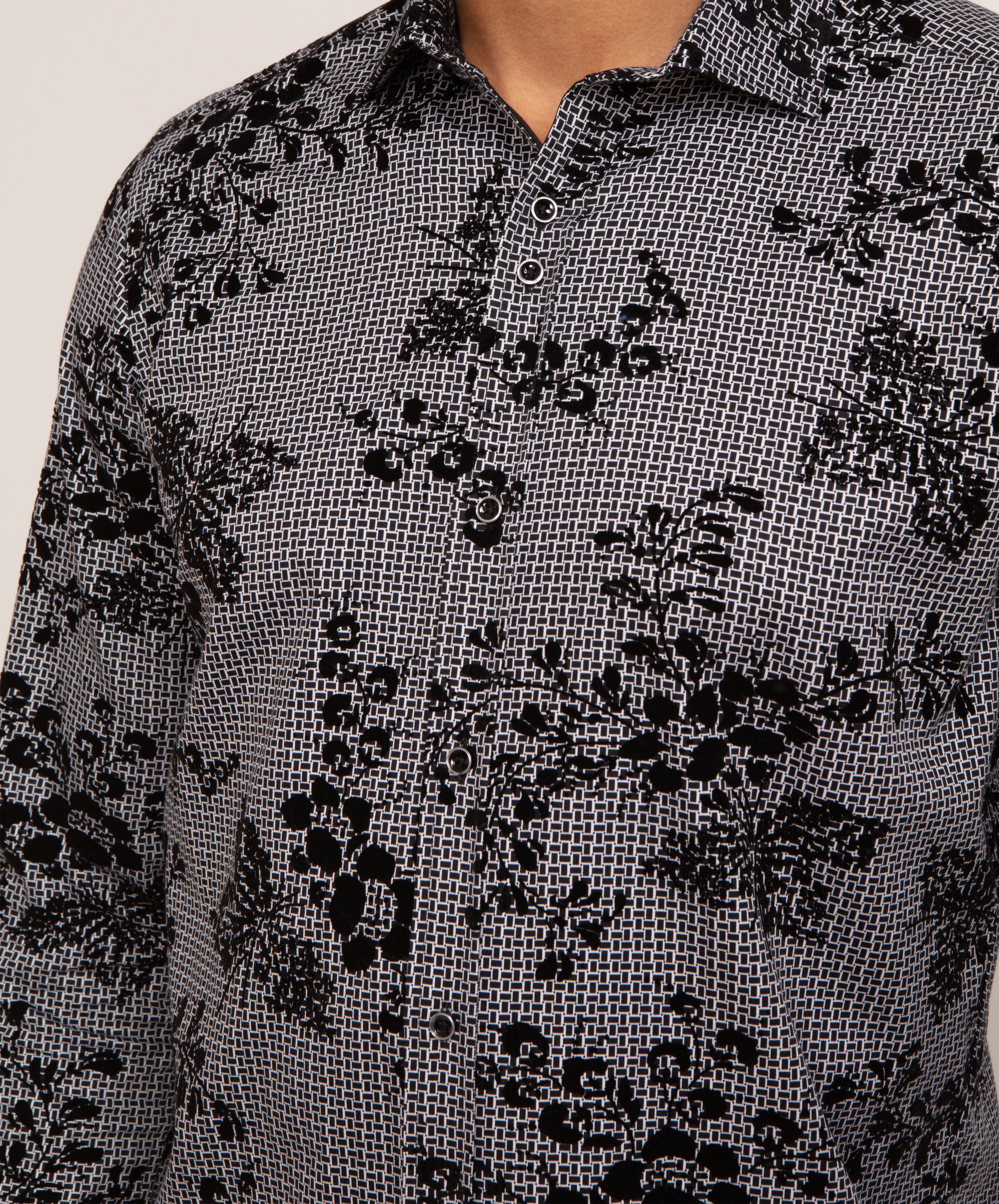 Long Sleeve Rectangle Print Flock Shirt