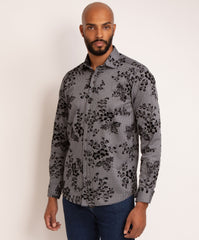 Long Sleeve Rectangle Print Flock Shirt