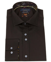 Long Sleeve Double Button Leaf Collar Shirt