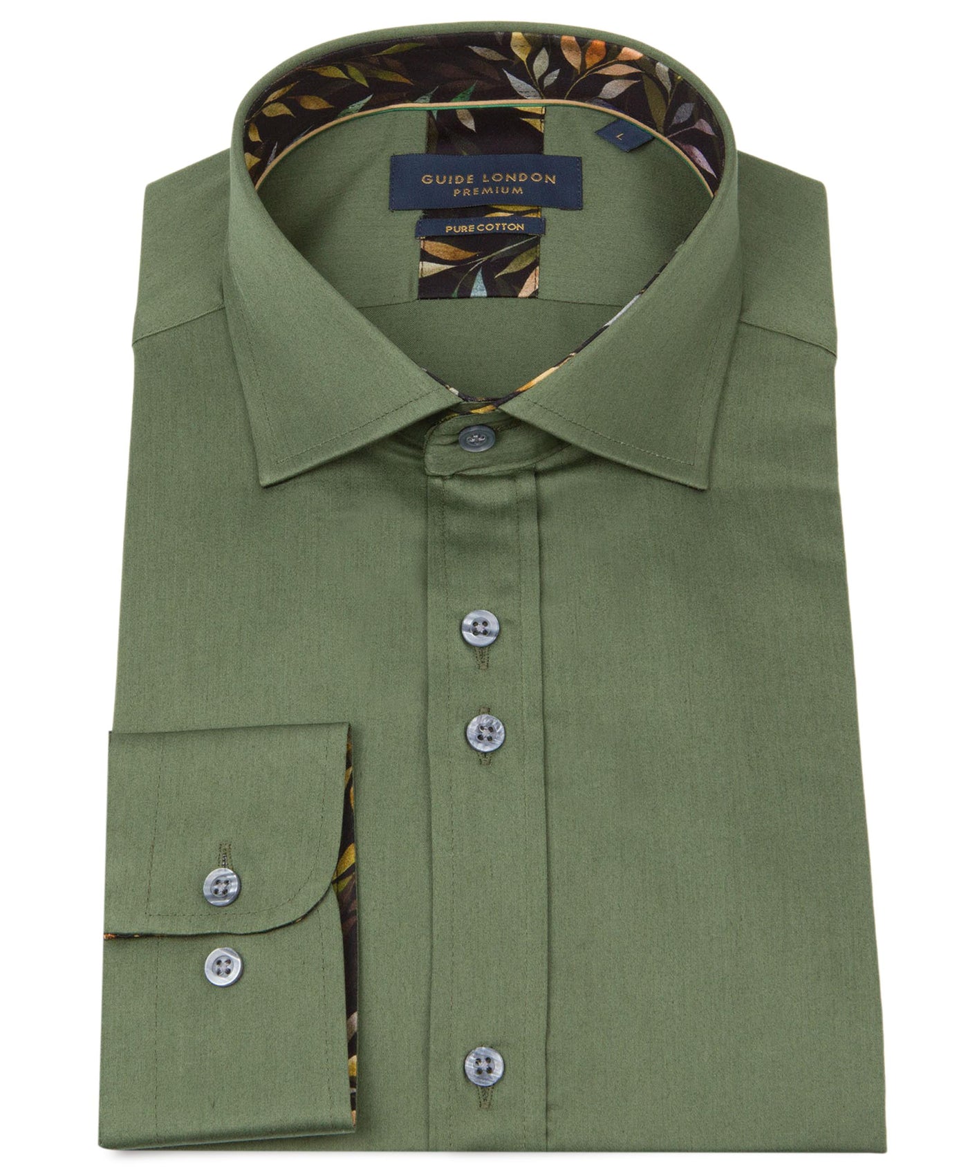 Long Sleeve Double Button Leaf Collar Shirt