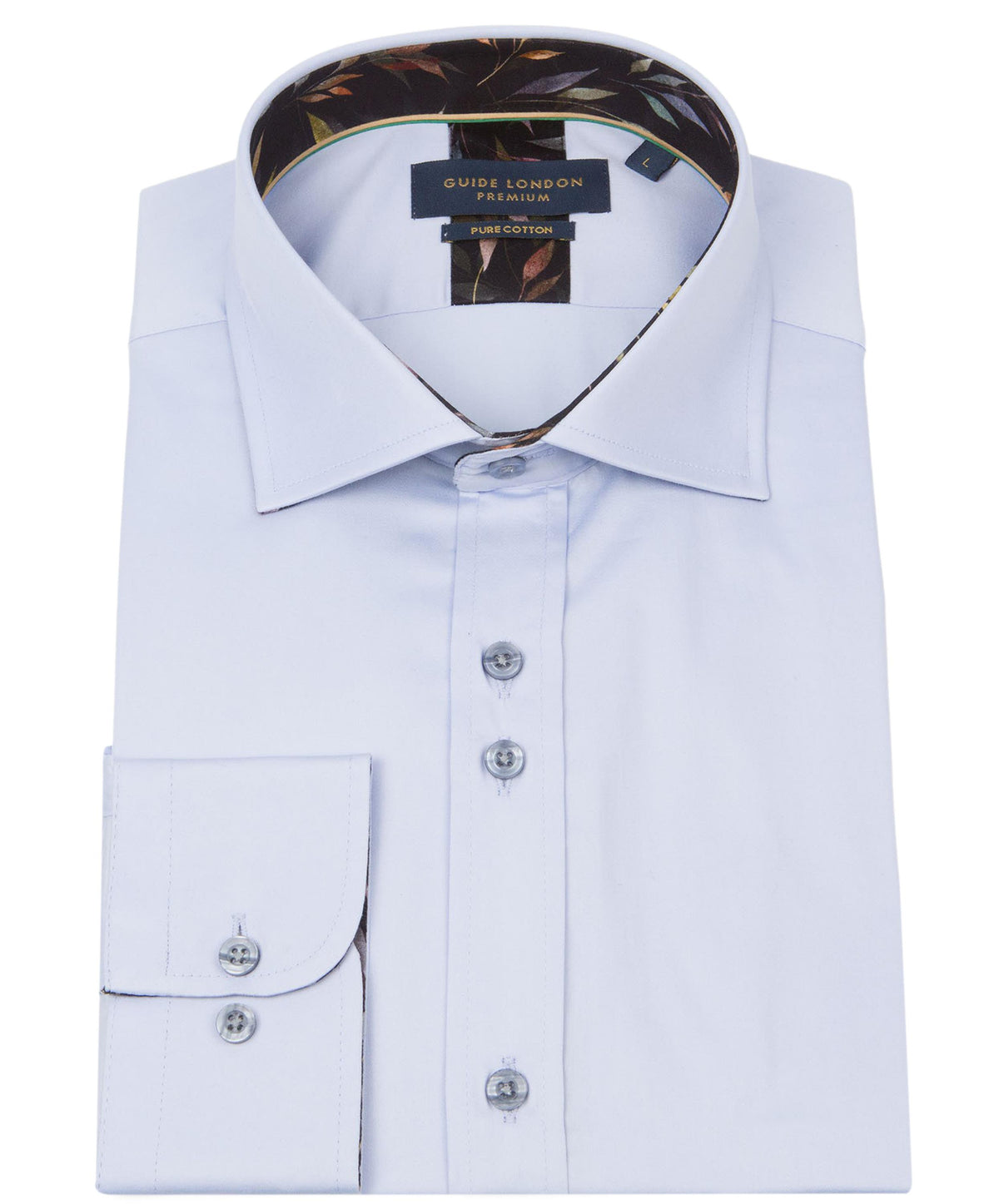 Long Sleeve Double Button Leaf Collar Shirt