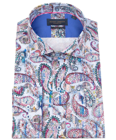 Men's Long Sleeve Psychedelic Paisley Print Shirt