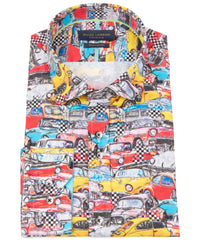 Long Sleeve Vintage Car Print Shirt