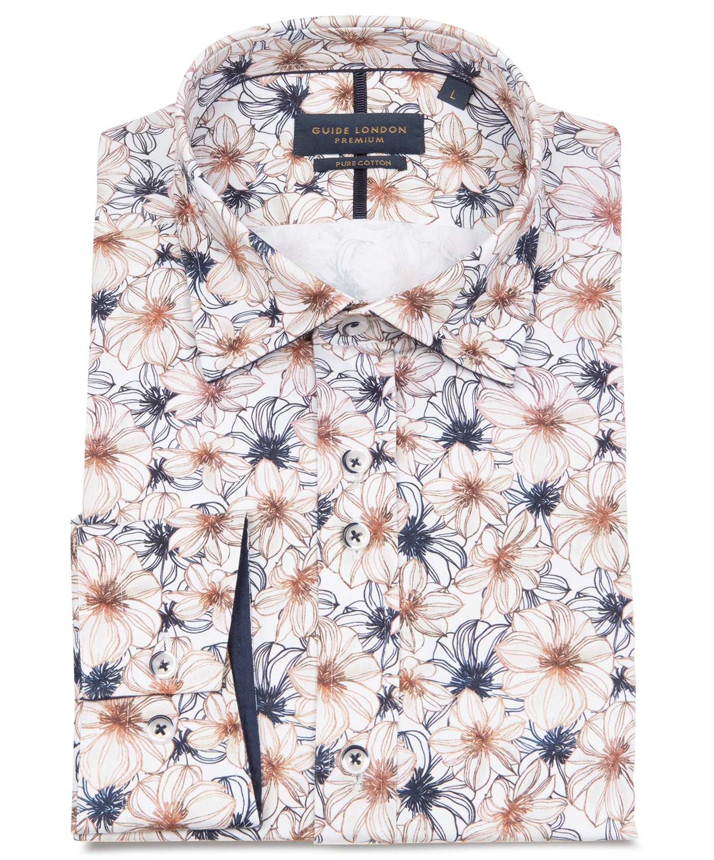 Long Sleeve Stencilled Floral Print Shirt