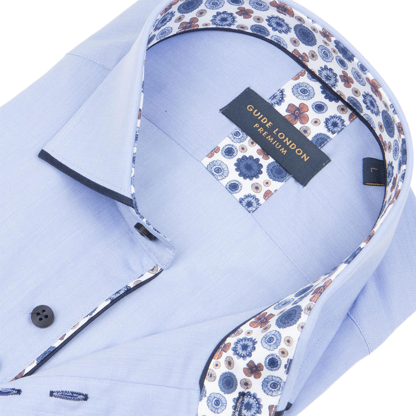 Long Sleeve Contrast Collar Tip Shirt