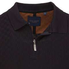 Jacquard Square Texture Zip Polo Top