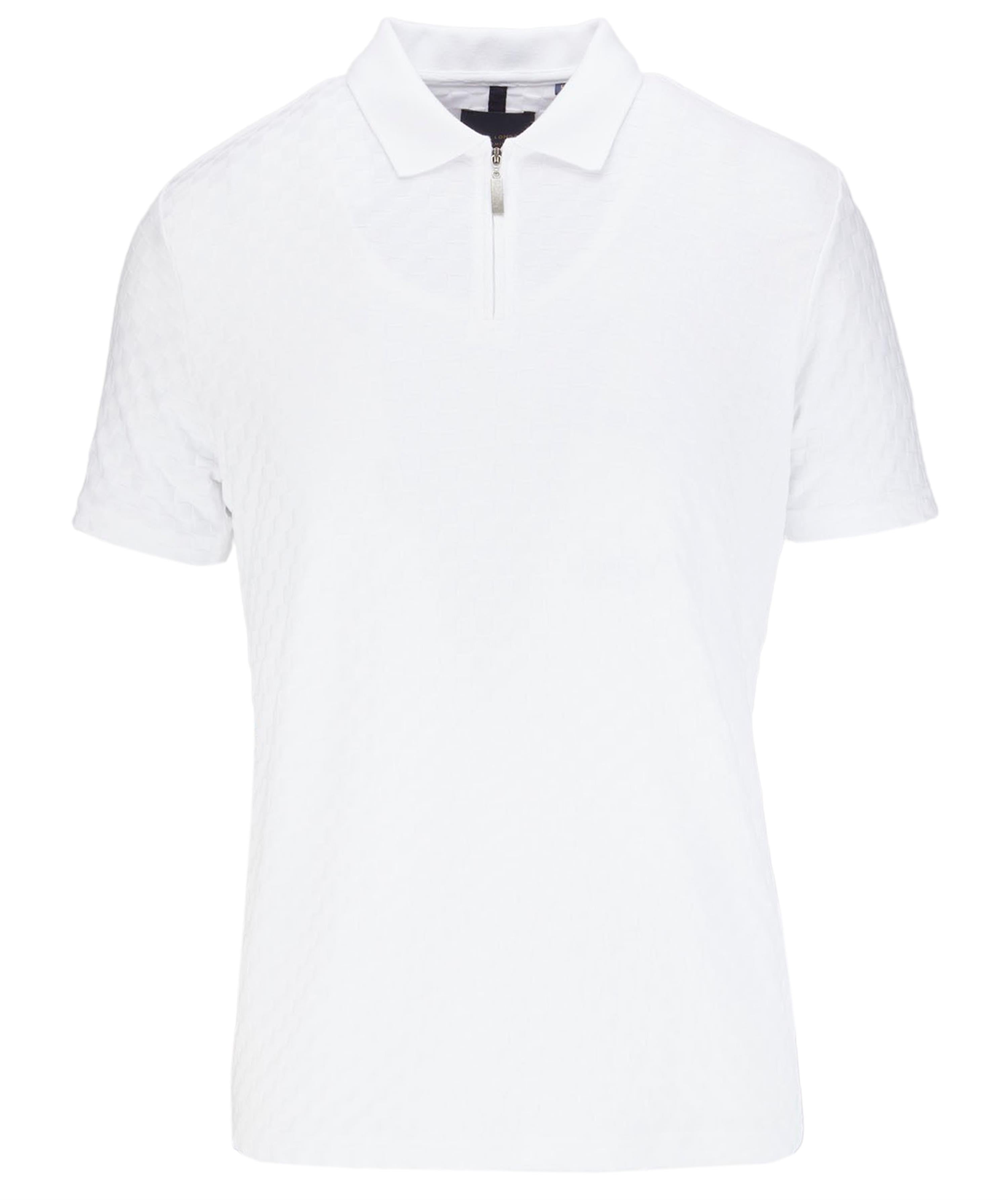 Jacquard Square Texture Zip Polo Top