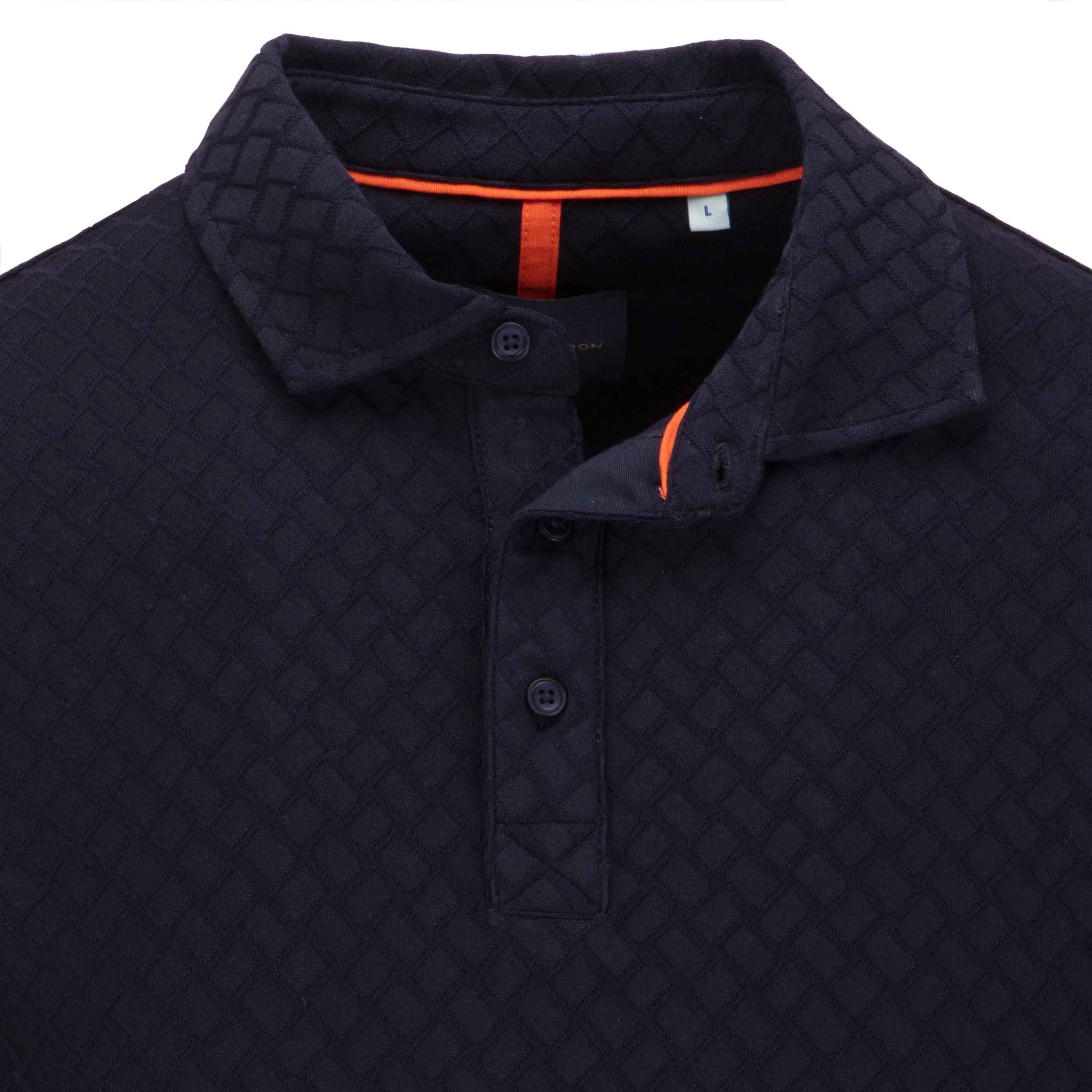 Offset Rectangular Geometric Jacquard Button Polo