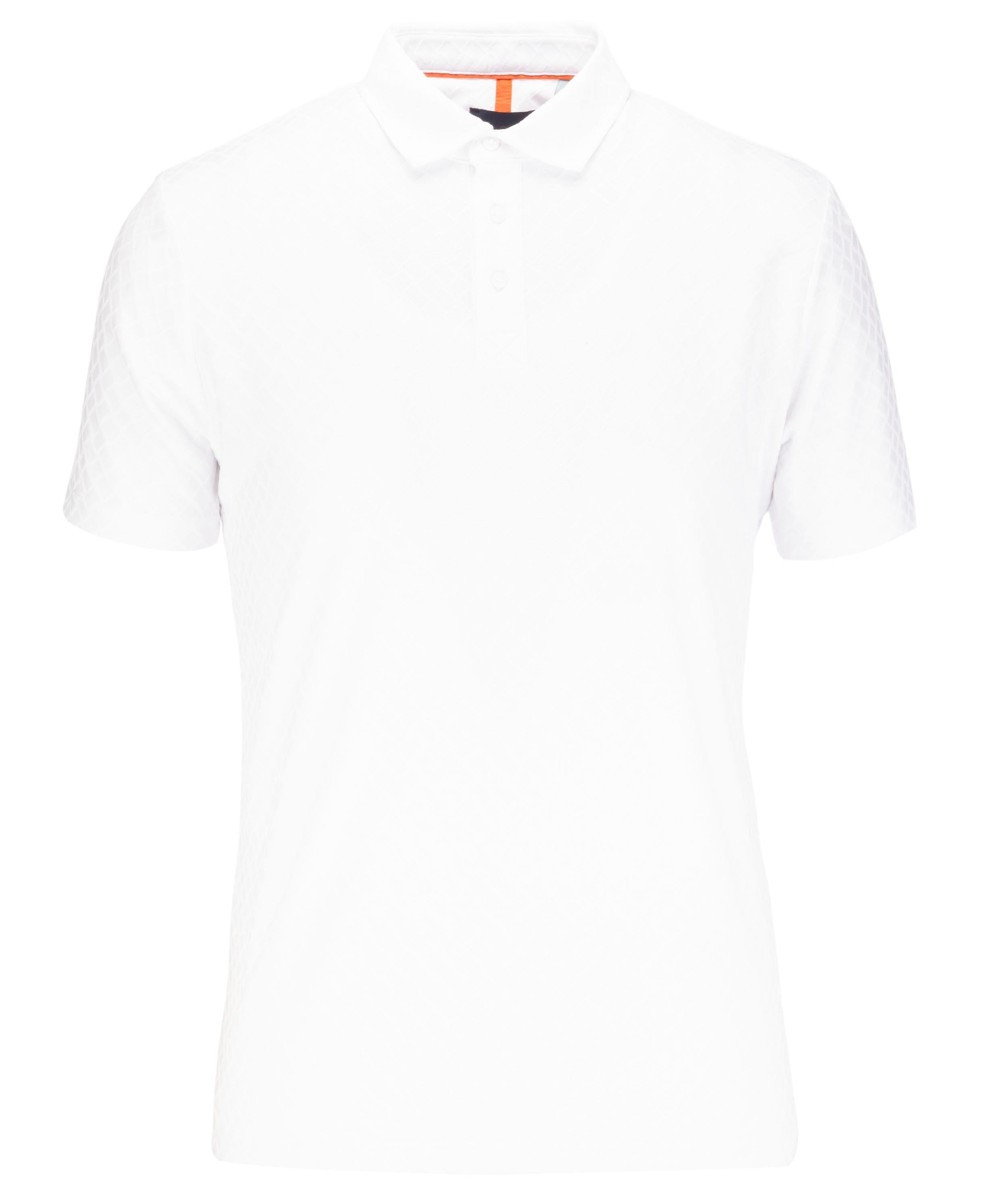 Offset Rectangular Geometric Jacquard Button Polo