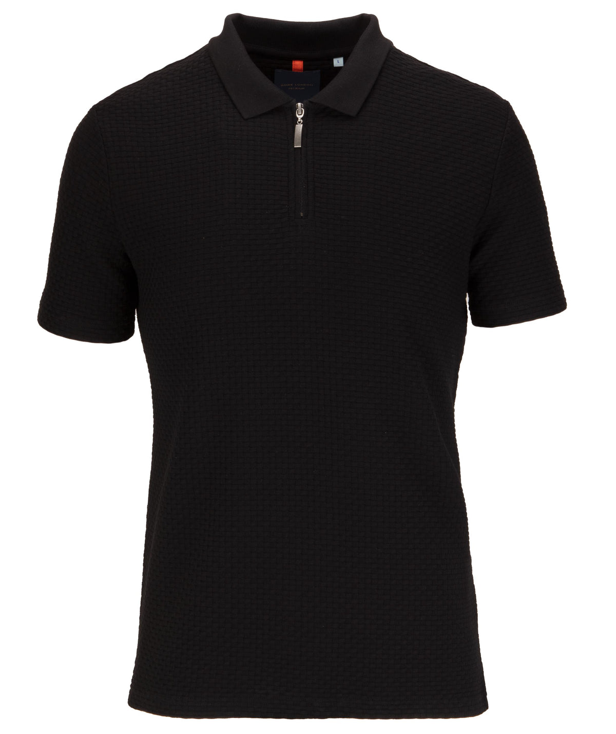 Basket Weave Effect Zipped Polo