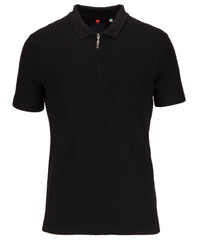 Basket Weave Effect Zipped Polo