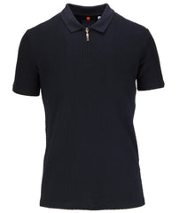 Basket Weave Effect Zipped Polo