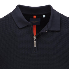 Basket Weave Effect Zipped Polo