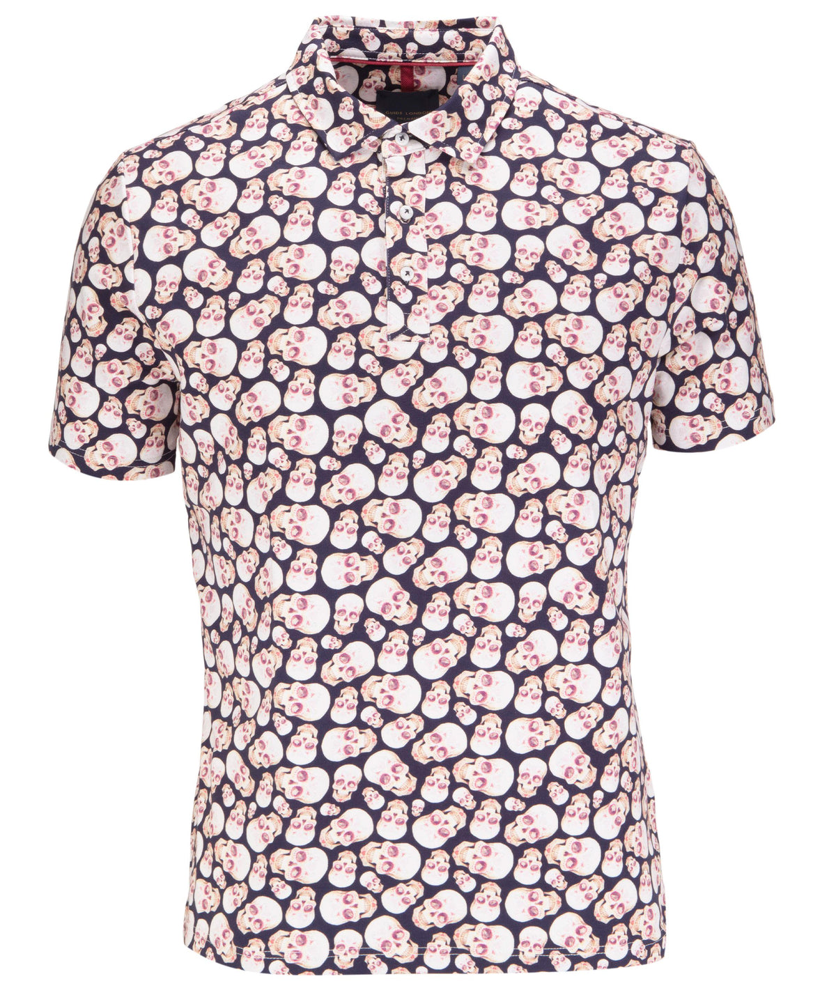 Short Sleeve Skull Digital Print Jersey Polo