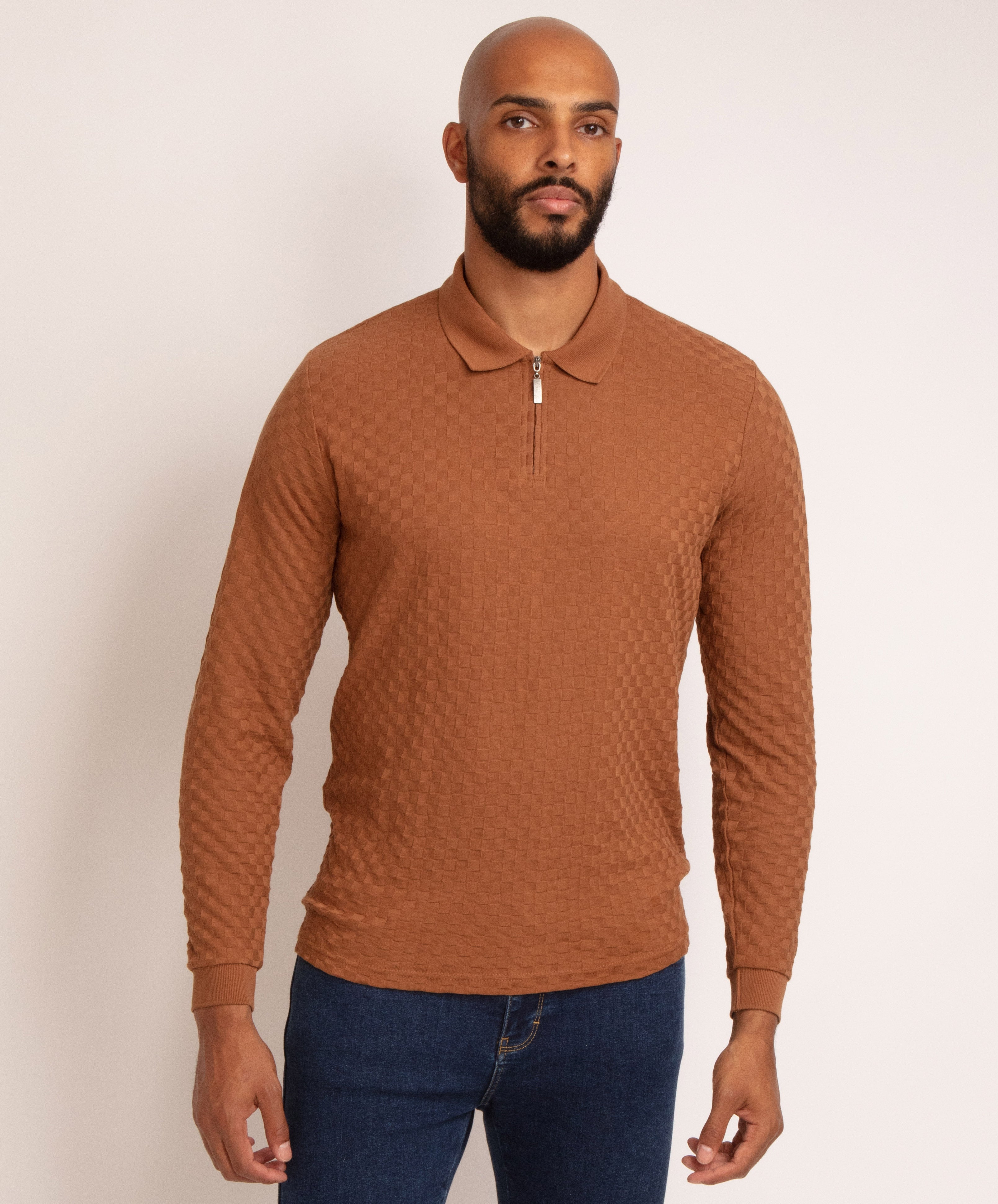 Long Sleeve Zip Knitted Polo