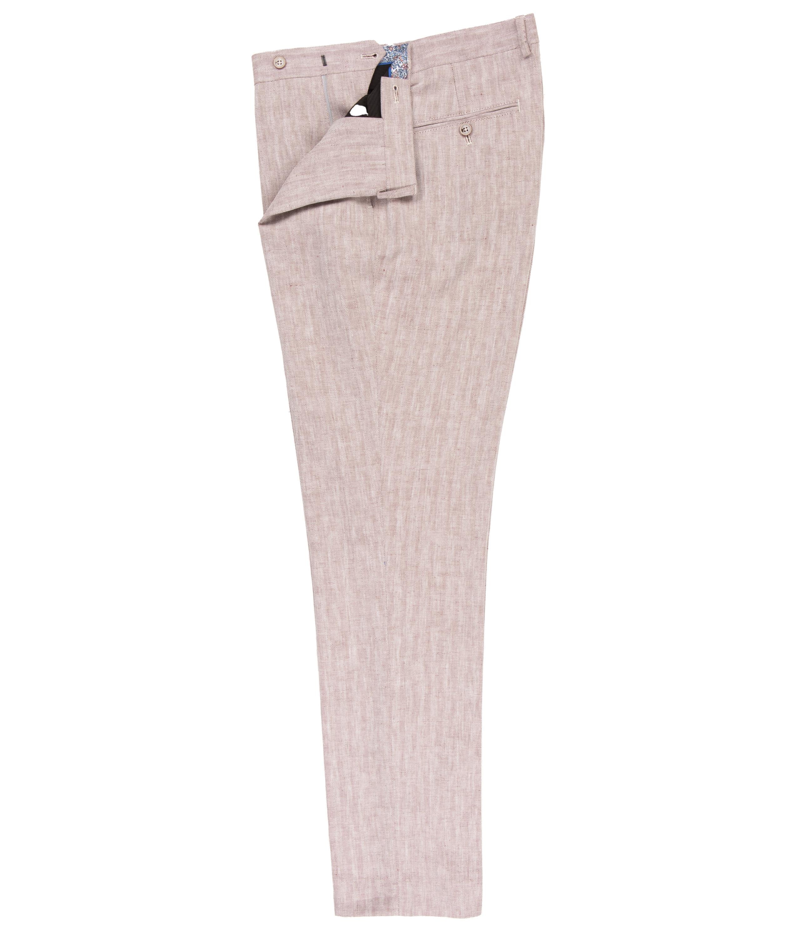 Soft Herringbone Cotton Linen Blend Trouser