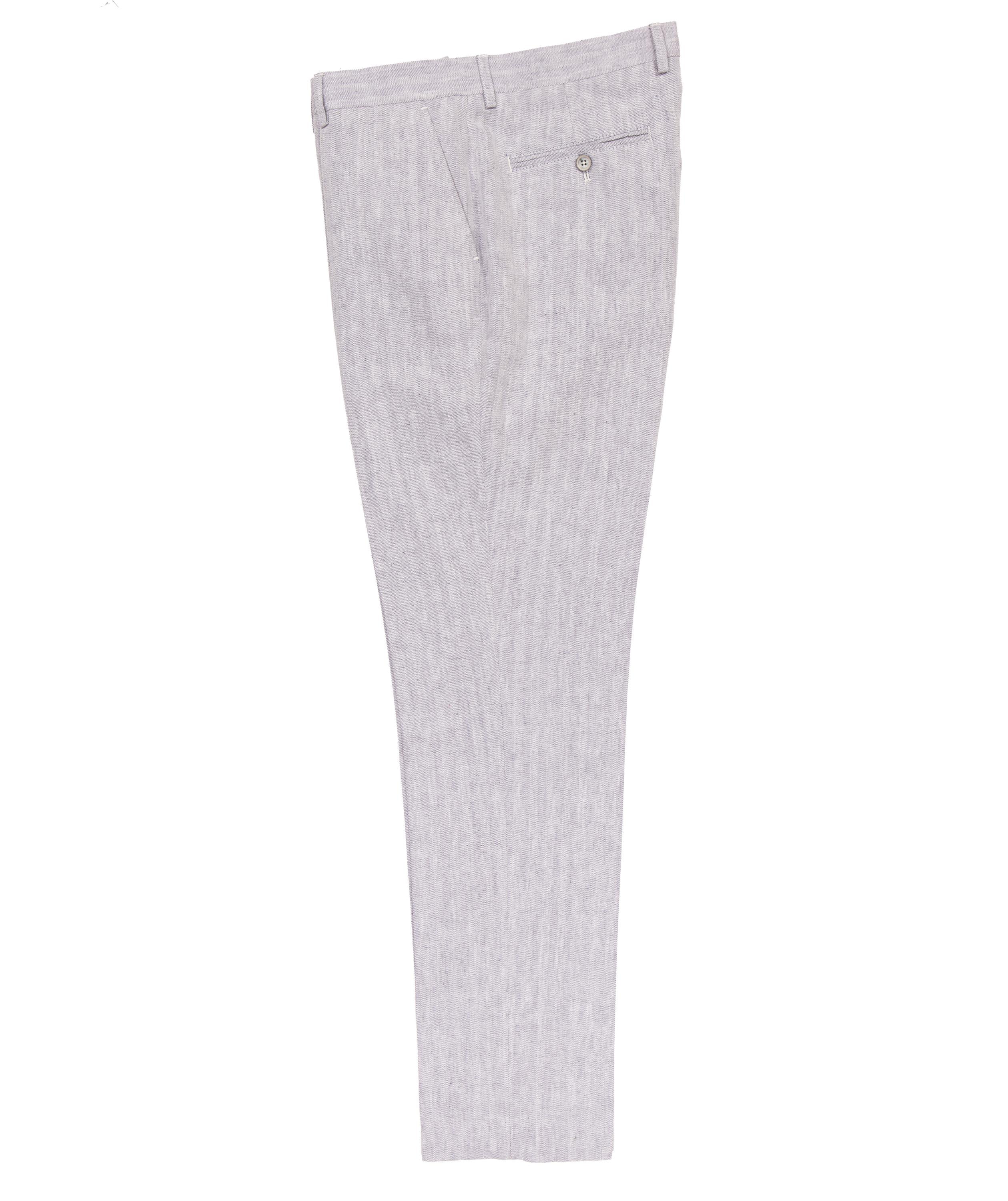 Soft Herringbone Cotton Linen Blend Trouser