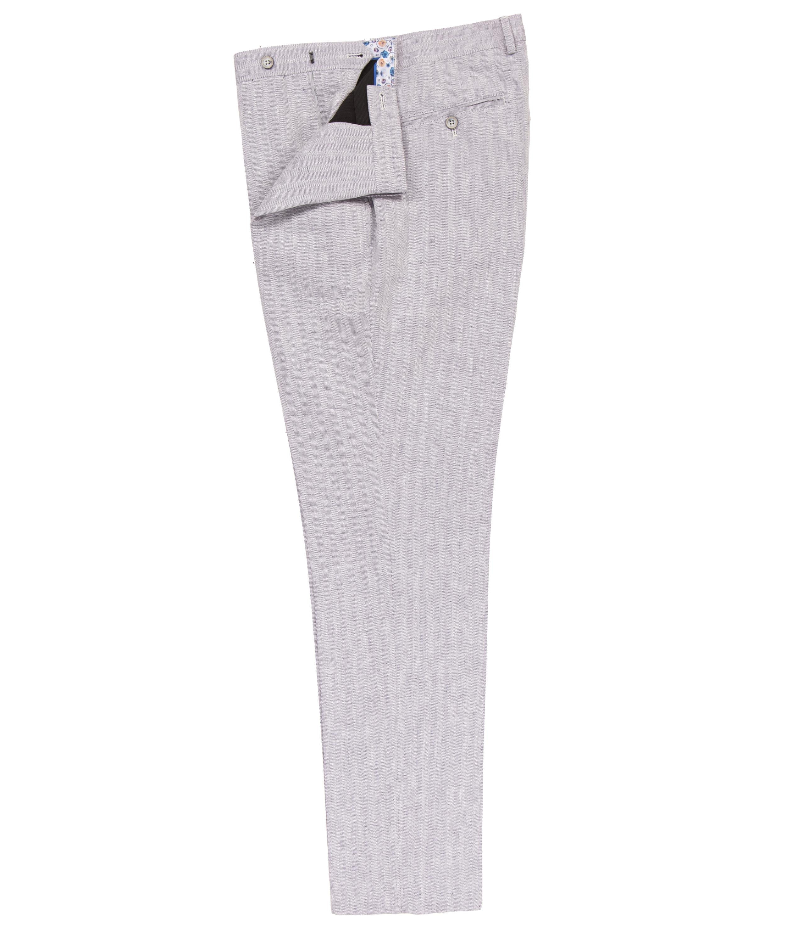 Soft Herringbone Cotton Linen Blend Trouser