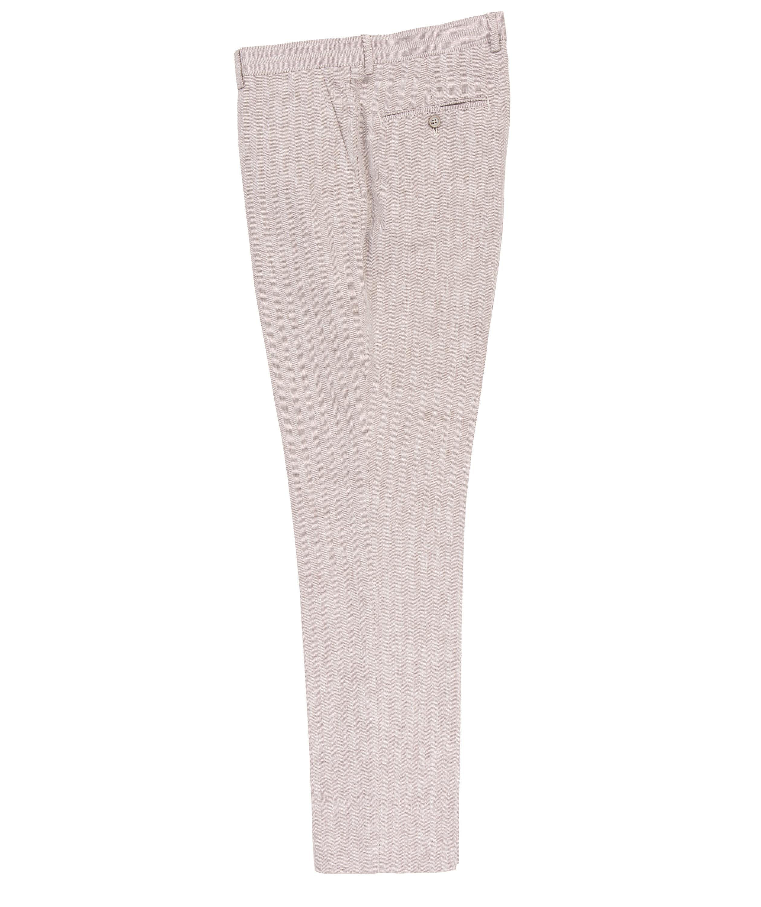 Soft Herringbone Cotton Linen Blend Trouser