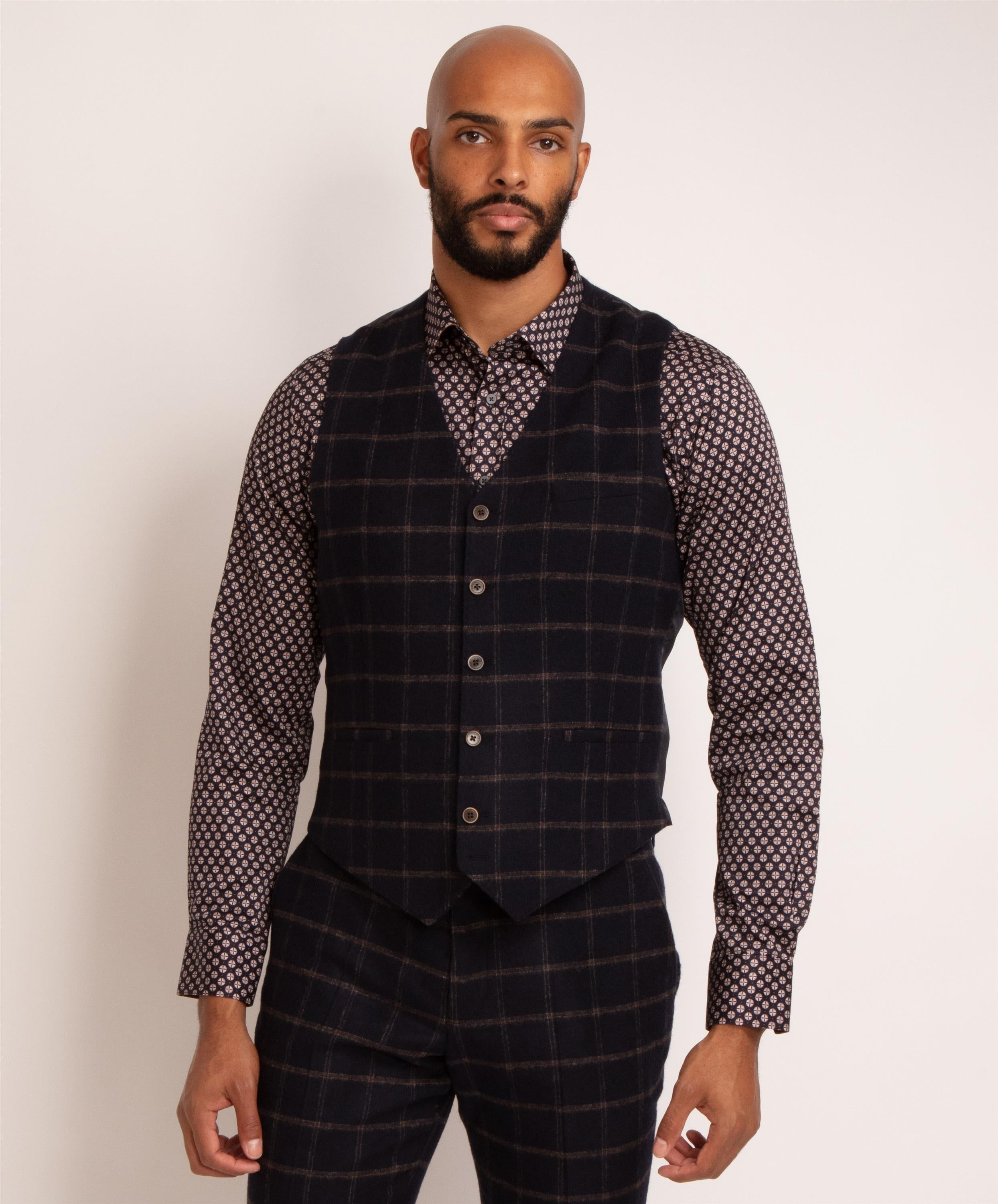 Brushed Tweed Check Waistcoat
