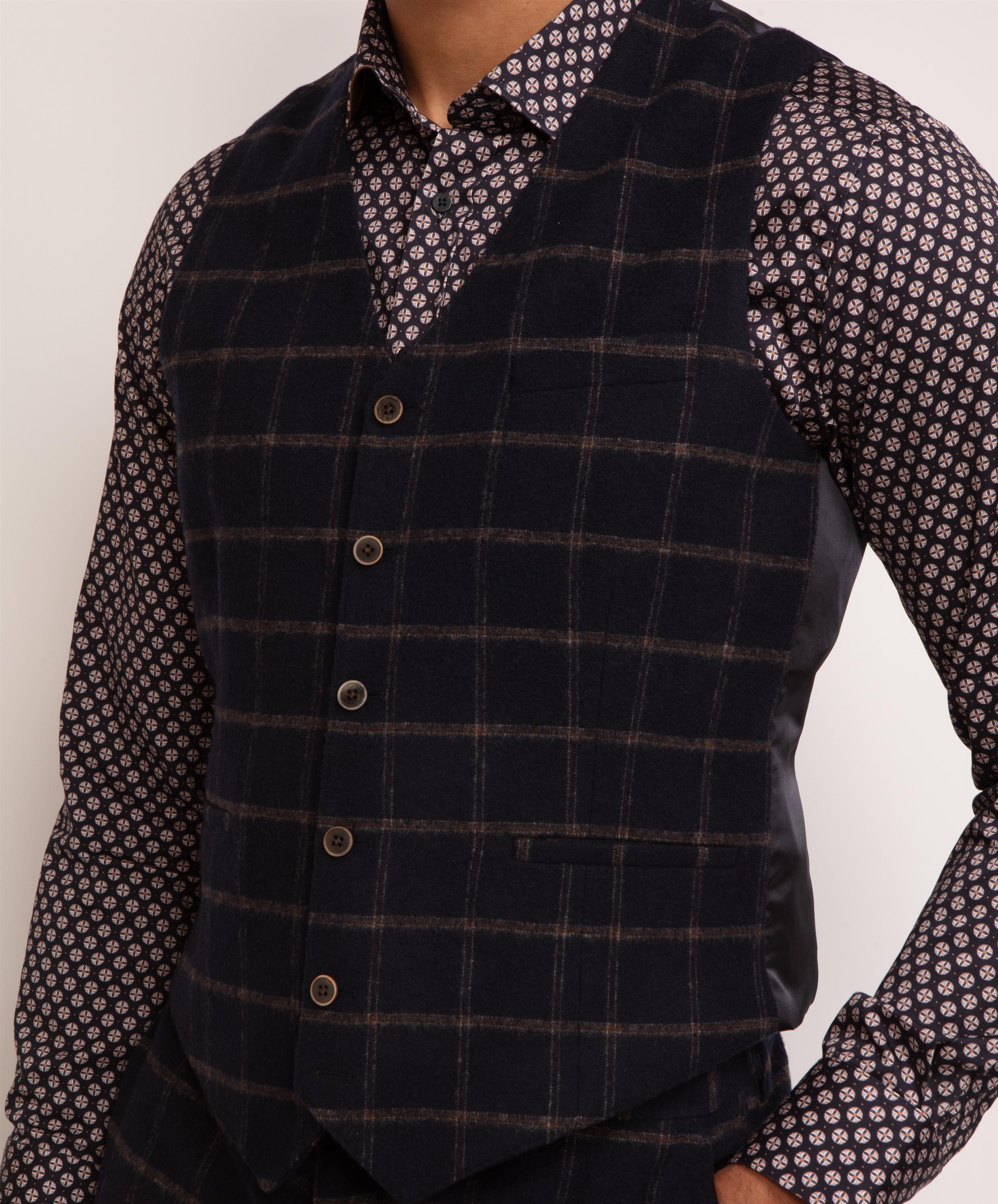 Brushed Tweed Check Waistcoat