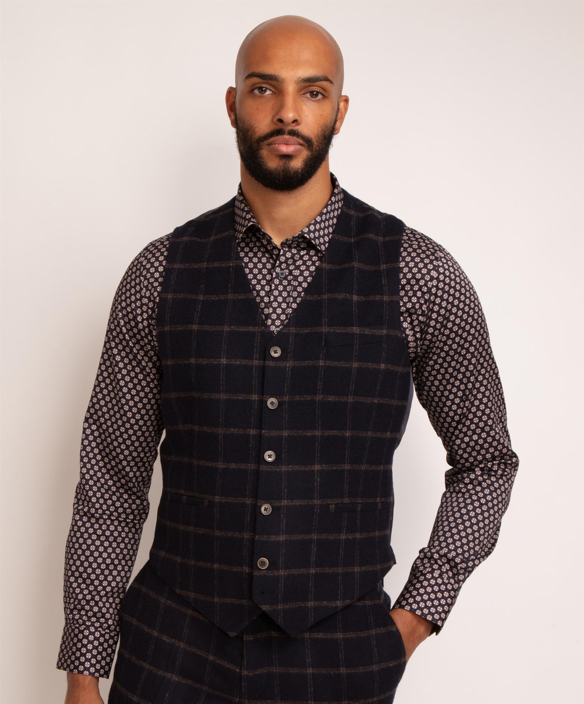 Brushed Tweed Check Waistcoat