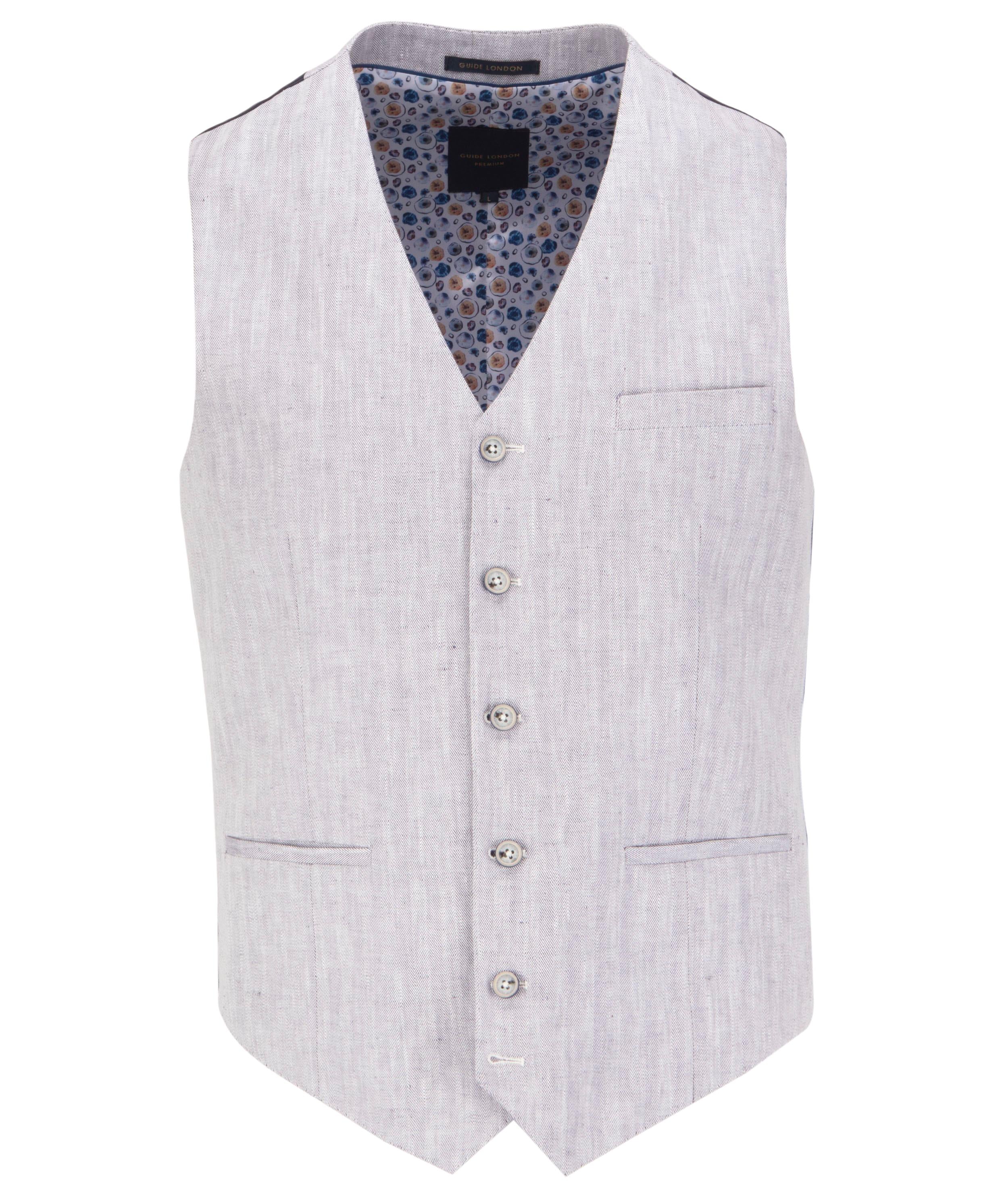 Soft Herringbone Cotton Linen Blend Waistcoat