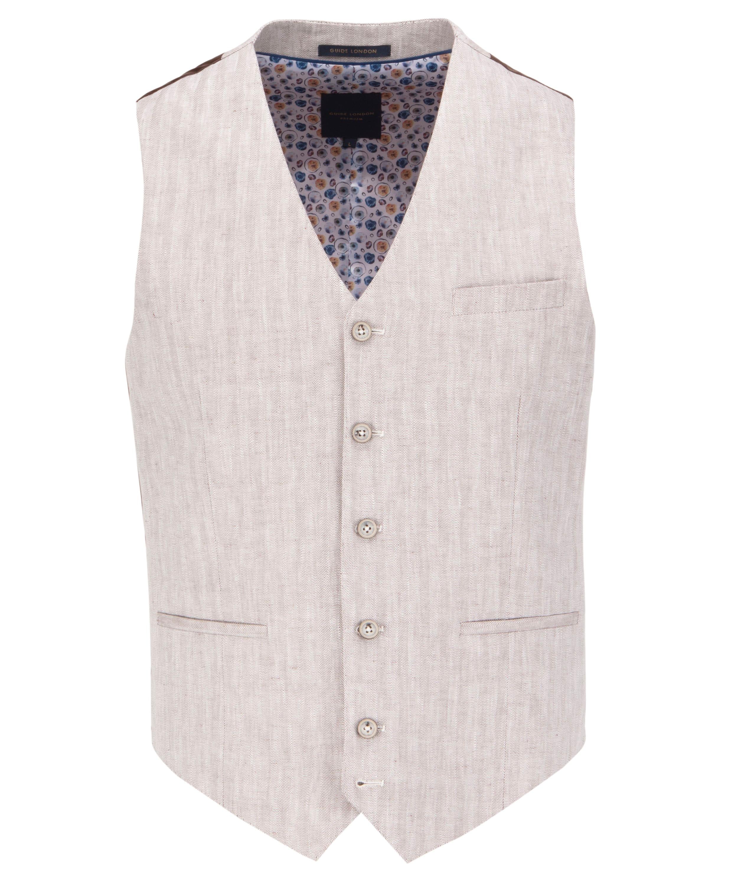 Soft Herringbone Cotton Linen Blend Waistcoat