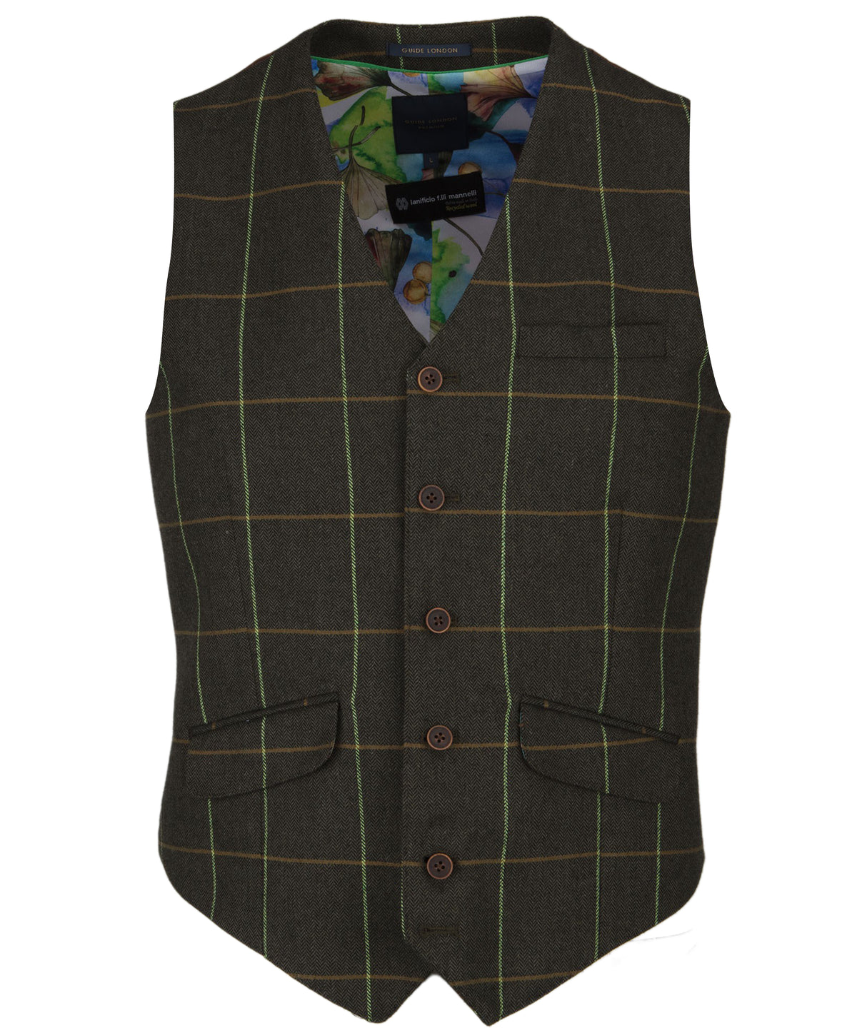 Checked Khaki Waistcoat